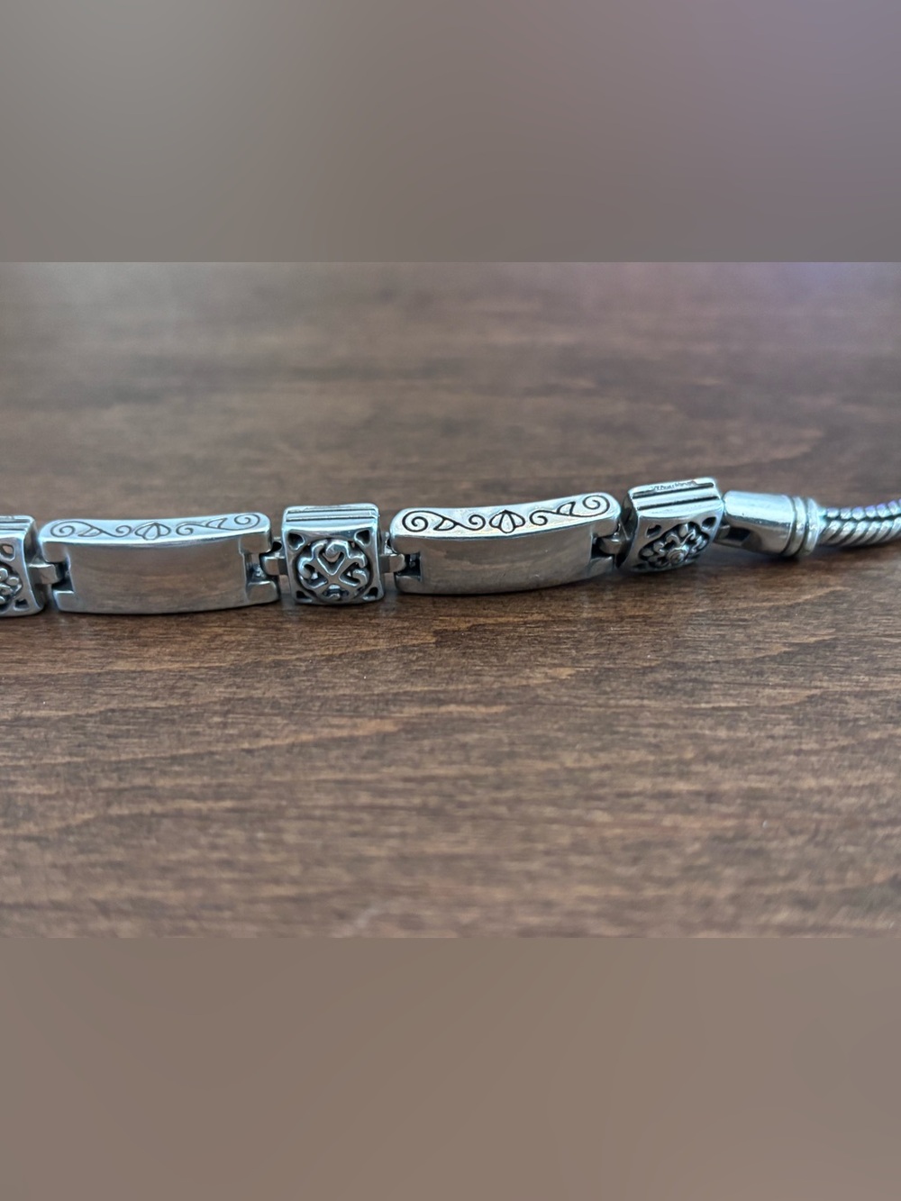 Brighton Tribeca Silver Tone Etched Scroll Link Adjustable Belt, Women’s Small - Picture 3 of 13